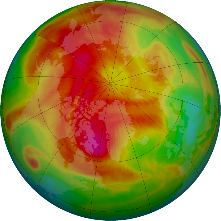 Arctic ozone map for 31 March 1998